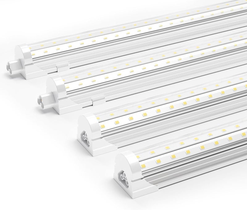Ensenior 4 Pack 4 FT Led Shop Lights, 6000K Clear White, 5000LM Super Bright, 36W Equivalency 468W, Commercial Bay Lighting, U-Shaped Linkable Shop Lights Plug in for Garage, Workshop, FCC Certified - Image 1